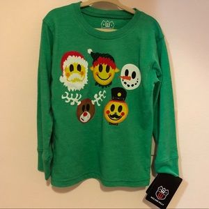 3T Boys Long Sleeve Shirt with Christmas Emojis